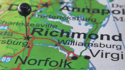 Map pointing to Richmond VA